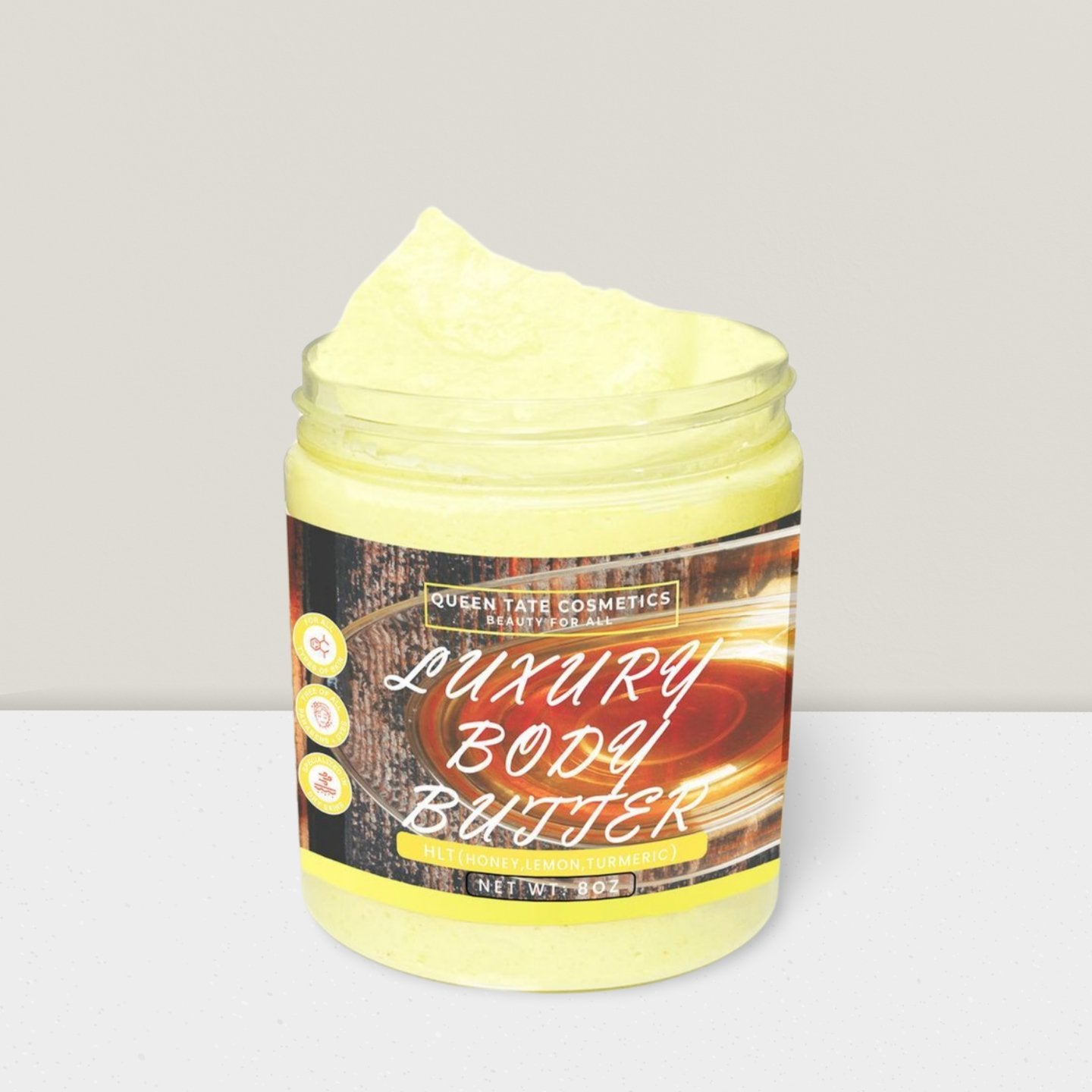 H,L,T (Honey, lemon & Turmeric)-Handcrafted Body Butter - Queen Tate CosmeticsHandcrafted Luxury Body ButterH,L,T (Honey, lemon & Turmeric)-Handcrafted Body ButterHandcrafted Luxury Body ButterQueen Tate Cosmetics 8oz