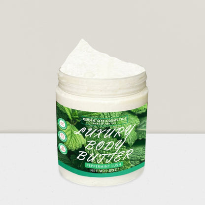 Peppermint Lush-Handcrafted Body Butter - Queen Tate CosmeticsHandcrafted Luxury Body ButterPeppermint Lush-Handcrafted Body ButterHandcrafted Luxury Body ButterQueen Tate Cosmetics 8 oz
